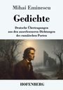 "Mihai Eminescu: Gedichte. Deutsche Übertragungen. Gemälde eines Mannes in Landschaft mit Mond und Ruinen."