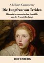 "Die Jungfrau von Treiden" von Adelbert Cammerer, Gemälde einer jungen Frau mit rotem Kopftuch. Verleger: HOFENBERG.