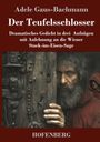 „Adele Gaus-Bachmann. Der Teufelsschlosser. HOFENBERG.“ Zwei Männer in roten Umhängen; der eine schaut ernst hinter einem Tor hervor.