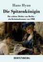 "Die Spitzenkönigin" von Hans Hyan. Gemälde: Frauen in eleganter Kleidung, eine in Blau, bei einem Tisch.