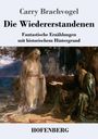 Text: "Carry Brachvogel Die Wiedererstandenen Fantastische Erzählungen mit historischem Hintergrund HOFENBERG." Illustration: Zwei Figuren in historischen Gewändern an einem Ufer.