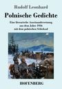 Titel "Polnische Gedichte" von Rudolf Leonhard. Szene: Soldaten im Schnee, Blick auf einen Weihnachtsbaum.