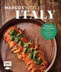 Titel: "MARCOS LITTLE ITALY". Text: "Trattoria für zu Hause: Pasta, italienische Klassiker & Dolci". Teller mit Spaghetti und Soße.