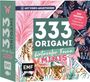 „333 Origami“, „Watercolor Fauna MINIS“, „Mit Video-Anleitungen“, „Das Original“. Bunte Illustration mit Tiger.