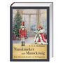 Buchcover: „E. T. A. Hoffmann - Nussknacker und Mausekönig, Ein Adventskalender in 24 Kapiteln.“ Illustration: Nussknacker, Mausekönig, Tannenbaum.