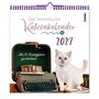 „Der himmlische Katzenkalender 2027. Mit 53 Samtpfotengeschichten.“ Eine Katze steht neben einer Schreibmaschine.