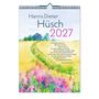 Kalender mit „Hanns Dieter Hüsch 2027“, darunter ein Zitat von Hüsch. Aquarell: Landschaft mit Feldweg, Blumen, Haus.