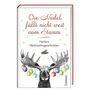Text: "Die Nadel fällt nicht weit vom Stamm. Heitere Weihnachtsgeschichten." Illustration: Elch mit bunten Weihnachtskugeln.