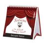 "Kurioses aus Kabarett, Comedy & Varieté. Quizspiel Humor." Ein aufgeschlagenes Buch mit roten Vorhängen und Maske.