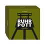 "RUHRPOTT QUIZ" in fetten Buchstaben, oben links "ars vivendi". Silhouette eines Förderturms in Schwarz auf olivgrünem Hintergrund.