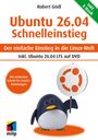 Titel: "Ubuntu 26.04 Schnelleinstieg". Ein Pinguin hält ein Schild mit Ubuntu Logo. Links unten ist ein buntes Logo mit "mitp".
