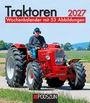 "Traktoren 2027, Wochenkalender mit 53 Abbildungen." Ein Mann fährt einen roten Traktor auf einer Straße. Logo "PODSZUN".