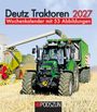 "Deutz Traktoren 2027. Wochenkalender mit 53 Abbildungen. PODSZUN." Ein Traktor fährt über ein Feld neben Mähdrescher.
