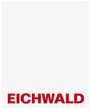 Der Text "EICHWALD" steht groß in roten Buchstaben unten. Der Hintergrund ist vollständig weiß.