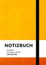 "NOTIZBUCH", A4 dotted, 100 Seiten | 90 g/m², LIWI EDITION. Orange Hintergrund mit vertikalem schwarzen Streifen.