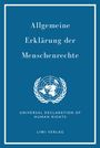 "Allgemeine Erklärung der Menschenrechte", darunter UN-Logo, blaues Cover mit weißem Rahmen und Text.