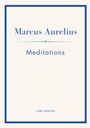 "Marcus Aurelius - Meditations" steht in blauer Schrift auf einem beigefarbenen Hintergrund, darunter "LIWI VERLAG".
