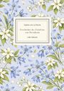 Text: "Sophie von La Roche, Geschichte des Fräuleins von Sternheim, LIWI VERLAG". Illustration: Blaue und weiße Blumen.
