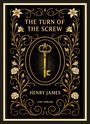 „THE TURN OF THE SCREW“, Henry James. LIWI VERLAG. Goldener Schlüssel, florale Ornamente, schwarzer Hintergrund.