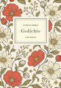 "Friedrich Hebbel Gedichte LIWI VERLAG" steht im Zentrum. Umgeben von roten und weißen Blumen auf einem hellen Hintergrund.