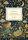 Titel: "Die Regentrude" und "Der kleine Häwelmann" von Theodor Storm. Illustration: Frau in Blau mit Regentropfen, Kind im Bett.