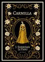 "CARMILLA. J. Sheridan Le Fanu. LIWI VERLAG. Eine Illustration mit Frau in gelbem Kleid, umrahmt von Blumenmotiven."