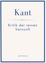 Kant, Kritik der reinen Vernunft. LIWI VERLAG. Einfache blaue Schrift auf hellem Hintergrund mit einem schlichten Rahmen.