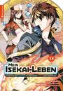 „Mein Isekai-Leben“ steht in großen Buchstaben; ein junger Mann mit braunen Haaren und eine Frau in Fantasiekleidung sind abgebildet.