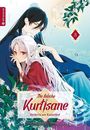 „Die falsche Kurtisane – Heilerin am Kaiserhof“ steht in roter Schrift. Zwei Anime-Figuren, umgeben von Blumen.
