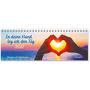 "In deine Hand leg ich den Tag 2027. Wochen-Tischkalender." Hände formen ein Herz vor Sonnenuntergang.