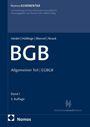 Text: "Nomos KOMMENTAR... BGB Allgemeiner Teil | EGBGB Band 1, 5. Auflage." Blaues Cover mit Verlag-Logo unten.