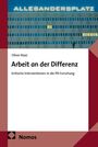 "ALLESANDERSPLATZ" auf Gebäudefassade, Buchcover mit rotem Rand. Text: "Oliver Raaz, Arbeit an der Differenz, Nomos."