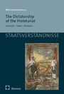 Oben: "Mike Schmeitzner [ed.] The Dictatorship of the Proletariat Concept – State – Revision". Darunter "STAATSVERSTÄNDNISSE". Unten Illustration mit sowjetischem Thema.