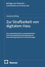 Titel: Zur Strafbarkeit von digitalem Hass. Autorin: Alexandra Witting. Verlag: Nomos. Cover in Blau.