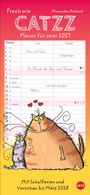 "Frech wie CATZZ, Planer für zwei 2027." Bild zeigt zwei gezeichnete Katzen mit Herzen.