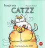 „Frech wie CATZZ“ Postkartenkalender 2027. Zwei illustriert frech dreinschauende Katzen.
