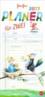 "PLANER für ZWEI", "Name", "Marie", "ALEX", "Yoga", "10 UHR WORKSHOP", "Kino mit Alex :-)", bunte Vogel- und Schweineillustrationen.