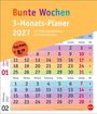 "Bunte Wochen", "3-Monats-Planer 2027", "Top-Preis € 8,99". Kalenderblätter Januar und Februar 2027, farbenfrohes Design.