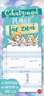 "2027 Schutzengel Planer für zwei" steht oberhalb von zwei gemalten Engeln mit lockigem Haar.