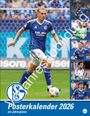 „Poster­kalender 2026 mit Jahres­planer“ und „Jahres­abbildung“. Fußball­spieler in blauem Trikot von Schalke 04.