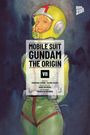 Text oben: Mobile Suit Gundam The Origin VII. Illustration: Person in Raumanzug mit gelbem Helm und ernstem Ausdruck.