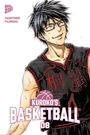 „Kuroko's Basketball 08“, Illustration eines schwitzenden Mannes in schwarzem Basketballtrikot, lächelnd mit Brille.