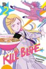 Text: "2", "KILL BLUE", "TADATOSHI FUJIMAKI". Manga-Illustration mit zwei Figuren, eine springt dynamisch, eine hält Ramen.