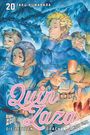 „20 Taku Kuwabara“ oben, „Quin Zaza Die letzten Drachenjäger“ unten. Illustration: Drei Personen in Winterkleidung.