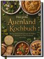 Text: "Das große Auenland Kochbuch: Die legendären...". Mit Abbildungen von Speisen wie Salat, Eintopf, Brot und Gebäck.