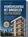 Titel: "VERMÖGENSAUFBAU MIT IMMOBILIEN: DAS PRAXISBUCH". Abbildung: Modernes Gebäude bei Abenddämmerung.