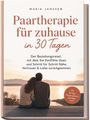 Titel: "Paartherapie für zuhause in 30 Tagen". Zwei Personen sitzen eng umschlungen vor einem Sonnenuntergang.