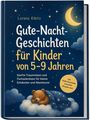 "Gute-Nacht-Geschichten für Kinder von 5-9 Jahren" steht groß. Ein Bär schläft auf einer Wolke, umgeben von Sternen und einem Mond.