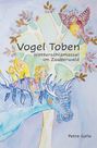 „Vogel Toben. Wetterschlamassel im Zauberwald“. Eine farbenfrohe Illustration mit einem Mädchen auf einem Drachen.