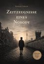 "ZEITZEUGNISSE EINES NOBODY" oben, ein Kind geht durch eine zerstörte Stadt, im Hintergrund der Berliner Fernsehturm.